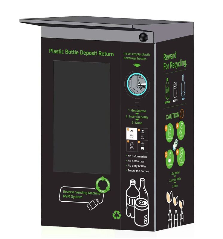 Outdoor Tourism Spot 49inch Touch Screen Bottle and can RVM systems with compactor